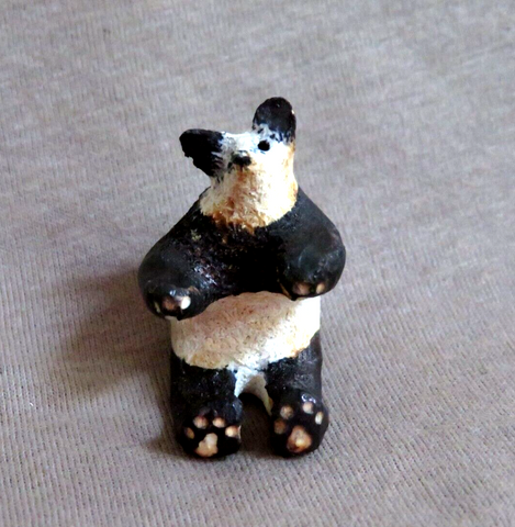 Native Zuni Antler Mini Panda Bear Fetish Carving by Ruben Najera C4671