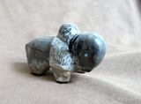 Native Zuni Picasso Marble Buffalo Carving fetish by Freddie Leekya C4777