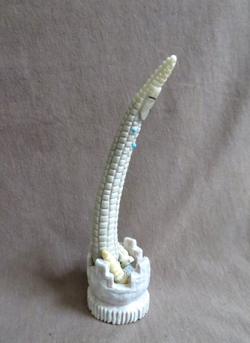 Native Zuni Antler Corn Maiden w Offering Fetish Carving by Mike Tucson C4513
