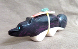 Zuni RARE Purple Bowlerite Wolf Fetish by Leland Boone & Daphne Quam C4098