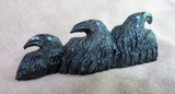 Native American Zuni Jet Three Ravens Fetish Carving by Rochelle Quam  C4049