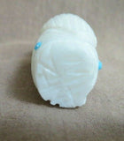 Native Zuni White Marble Corn Maiden Fetish Carving by Mike LaWeka  - C3823