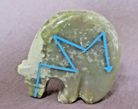 Native Zuni Serpentine Bear w/ Heartline Fetish by Rodney Laiwakete C2002