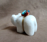 Native Zuni White Marble Protective Bear Fetish Carving by Daryl Shack - C4637