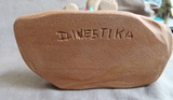Zuni XL Sandstone Standing Bear Fetish w necklace by Darrell Westika C4050
