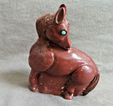 Native Zuni Sacred Pipestone XL  Turning Horse Fetish by Georgette Booqua C3767