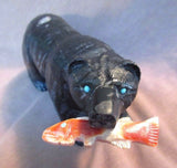 Zuni Museum Quality HUGE Picasso Marble Bear & Fish Fetish by Herbert Him Sr 234