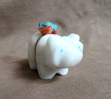Native Zuni White Marble Protective Bear Fetish Carving by Daryl Shack - C4637