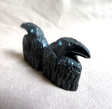 Native American Zuni Jet Raven Duo Fetish Carving by Rochelle Quam  C4166