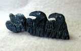 Native American Zuni Mini Jet Trio Ravens Fetish Carving by Rochelle Quam  C4000