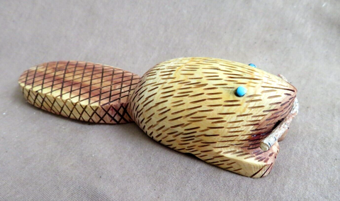 Zuni Cedar Wood Extra Large Beaver Fetish carving by Angel Yatsayte C4446