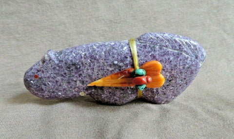 Zuni Simmering Lepidolite Mountain Lion Fetish by Leland & Daphne Boone C3694