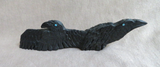 Native American Zuni Jet Ravens Duo Fetish Carving by Rochelle Quam  C4276