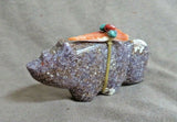 Native Zuni Lepidolite Wolf w/ Bundle Fetish by Leland & Daphne Boone C3584