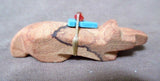 Native Zuni Sandstone Badger w/Bundle Fetish by Elroy Pablito  - C2277