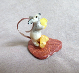 Native Zuni Antler Mini Mouse w Cheese Fetish Carving by Ruben Najera C4559