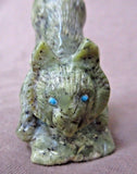 Zuni Amazing Serpentine Bobcat on Rock Fetish by Wilfred Cheama C1224