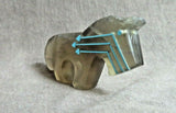 Zuni Chinese Fluorite Horse Fetish w Triple heartlines by Kenric Laiwakete C3868
