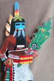 Hopi Hand Painted & hand Cut Wood Wall Hanging Long Hair Kachina by T Naha  HP94
