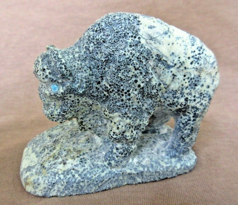 Native Zuni Museum Quality Serpentine Buffalo Fetish by Herbert Him Sr.C2828
