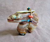 Native Zuni Banded Onyx Bear w heartline Fetish by Fernando Laiwakete C3015