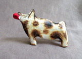 Native Zuni Antler Adorable Pig W Apple Fetish Carving by Ruben Najera C4248