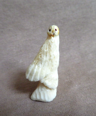 Amazing Native Zuni Antler Mini Owl Fetish Carving by Ruben Najera C4621