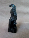 Native American Zuni Jet Raven on Rock Fetish Carving by Rochelle Quam  C4217