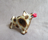 Native Zuni Antler Adorable Pig W Apple Fetish Carving by Ruben Najera C4248