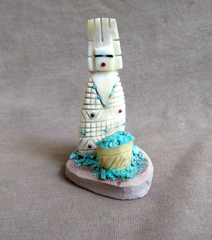 Native Zuni Antler Tableta Maiden with Offering Fetish By Carl Etsate C4327