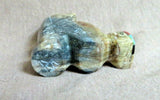 Native Zuni Picasso Marble Coyote Fetish w Inlay by Brandon Phillips - C3872