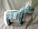 Native Zuni X Large White & Black Marble Horse Carving Fetish by Al Lewis C3728