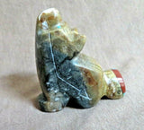 Native Zuni Picasso Marble Coyote Fetish w Inlay by Brandon Phillips - C3872