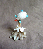Native Zuni Shell Sea Turtle on Antler Base Fetish Carving by Ruben Najera C4168