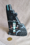 Native Zuni XL Black & White Marble Coyote Fetish Carving by S/M  - C4493