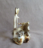 Zuni Antler Cat Family Friendship Circle Fetish Carving by Ruben Najera C4522