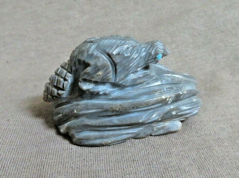 Native Zuni  Jasper Beaver on dam Fetish Carving by Scott Garnaat C3753