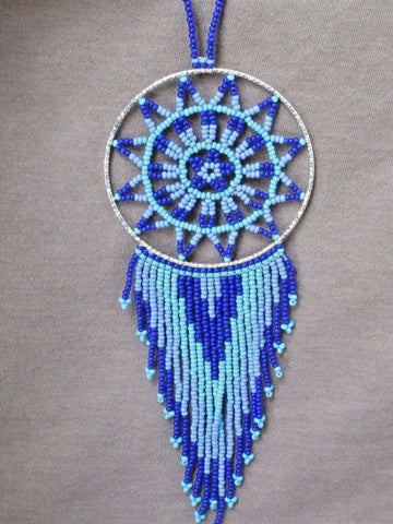 Native Zuni Made Beaded Dreamcatcher Multi-color Car Charm or Ornament M0089