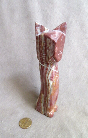 Native Zuni Extra Large Banded Onyx Cat Carving Fetish by Kenny Chavez - C4454