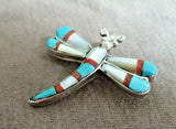 Zuni Multi-Stone & Sterling Inlay Dragonfly Pin Pendant by Pascal Natewa  JP263