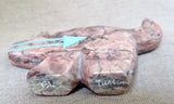 Zuni Gorgeous Rhodochrosite Bobcat w Heartlnes Fetish by Bernard Laiwakete C2844