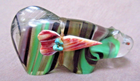 Zuni Multi-Color Glass Mountain Lion Fetish by Leland & Daphne Boone C2012