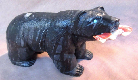 Zuni Museum Quality HUGE Picasso Marble Bear & Fish Fetish by Herbert Him Sr 234