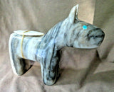 Native Zuni X Large White & Black Marble Horse Carving Fetish by Al Lewis C3728