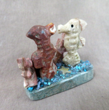 Zuni Multi-stone Seahorse Duo and Coral Reef Fetish by Justin Natewa C4056