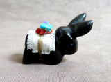 Zuni Black Marble Adorable Mini Donkey Burro Fetish by Daryl Shack - C4312