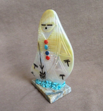 Native Zuni Mother of Pearl Large 2 Sided Maiden Fetish by Gloria Chattin C4568