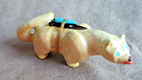 Native Zuni Zuni Rock Mountain Lion Carving fetish by Freddie Leekya C3582