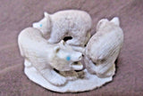 Native Zuni Museum Quality Antler Bear Family Ring Fetish by Maxx Laate  - C1754