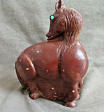 Native Zuni Sacred Pipestone XL  Turning Horse Fetish by Georgette Booqua C3767